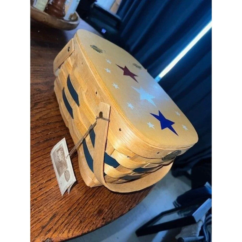 Vintage 2004 PETERBORO 150th Anniversary Music Box Red White Blue Flag 12